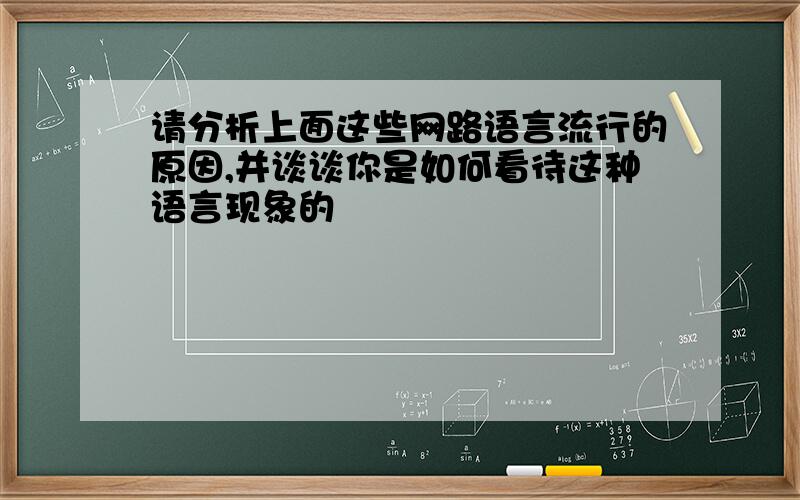 请分析上面这些网路语言流行的原因,并谈谈你是如何看待这种语言现象的