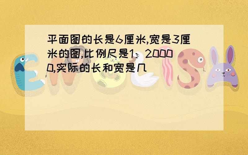 平面图的长是6厘米,宽是3厘米的图,比例尺是1：20000,实际的长和宽是几