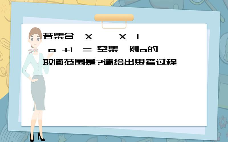 若集合｛X│ │X—1│ ＜ a +1｝= 空集,则a的取值范围是?请给出思考过程