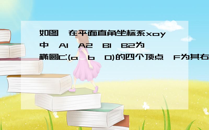 如图,在平面直角坐标系xoy中,A1,A2,B1,B2为椭圆C:(a>b>0)的四个顶点,F为其右焦点,直线A1B2与直线B1F相交于点T,线段OT与椭圆的交点M恰为线段OT的中点,则该椭圆的离心率为?-----好难算...