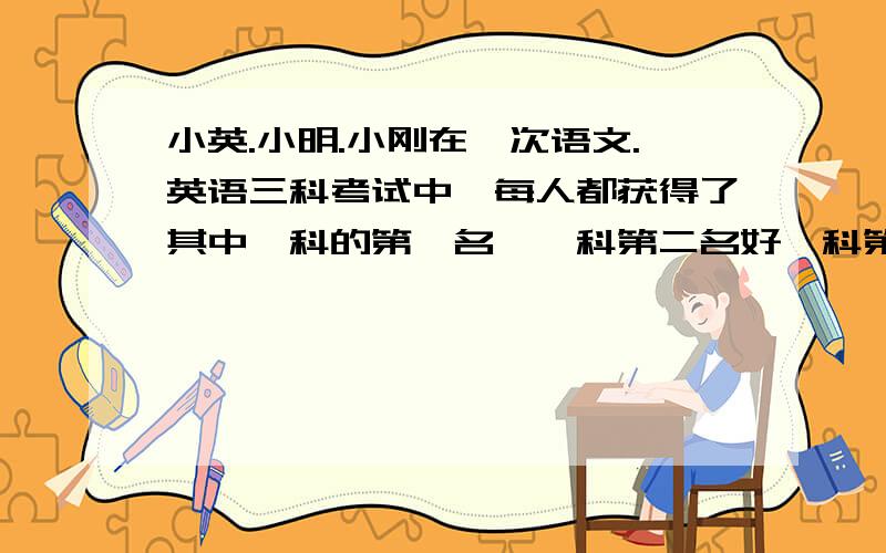 小英.小明.小刚在一次语文.英语三科考试中,每人都获得了其中一科的第一名,一科第二名好一科第三名.现在只知道小英获得了语文成绩第一名,小明获得了数学第二名,获得英语第一名的是谁?