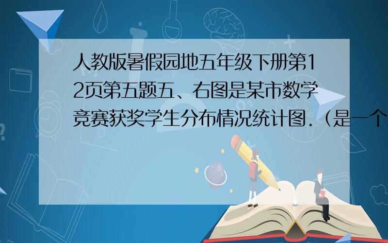 人教版暑假园地五年级下册第12页第五题五、右图是某市数学竞赛获奖学生分布情况统计图.（是一个扇形统计图：一中占获奖人数的16%；二中占获奖人数的26%；三中占获奖人数的16%；四中占