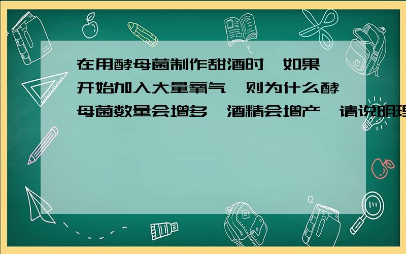 在用酵母菌制作甜酒时,如果一开始加入大量氧气,则为什么酵母菌数量会增多,酒精会增产,请说明理由