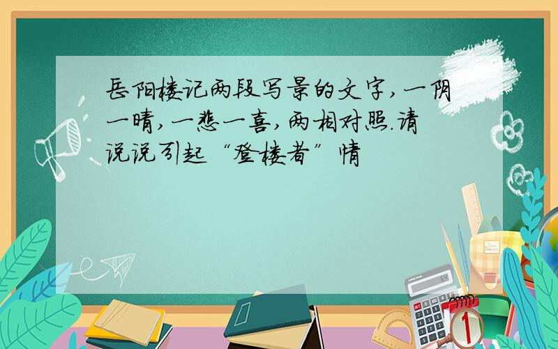 岳阳楼记两段写景的文字,一阴一晴,一悲一喜,两相对照.请说说引起“登楼者”情