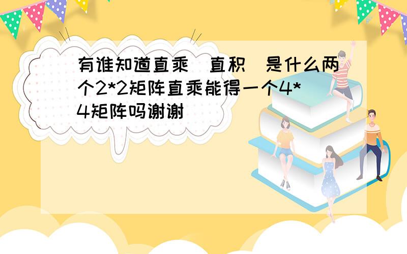 有谁知道直乘(直积）是什么两个2*2矩阵直乘能得一个4*4矩阵吗谢谢