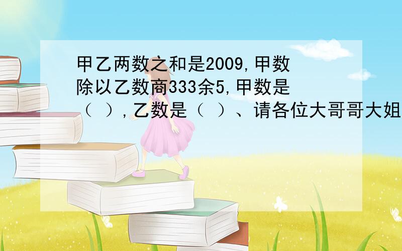 甲乙两数之和是2009,甲数除以乙数商333余5,甲数是（ ）,乙数是（ ）、请各位大哥哥大姐姐指教一下,我实在很急,求求求求求