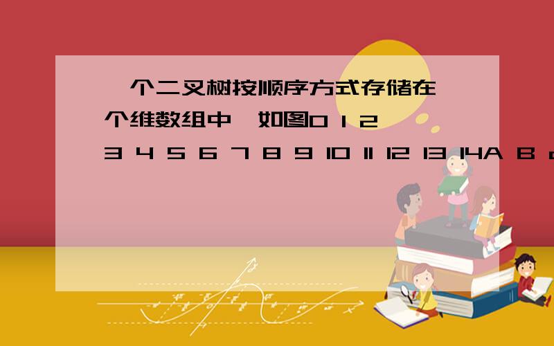 一个二叉树按顺序方式存储在一个维数组中,如图0 1 2 3 4 5 6 7 8 9 10 11 12 13 14A B c D 0 E F 0 G 0 0 H 0 I J则结点E在二叉树的第（ ）层.A、1 B、2 C、3 D、40 1  2  3   4  5  6  7    8    9     10    11 12   13   14A B