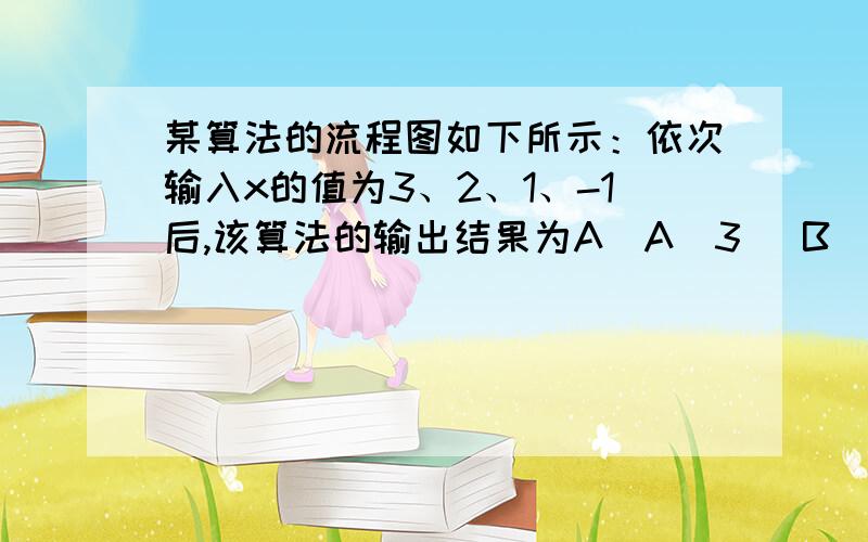 某算法的流程图如下所示：依次输入x的值为3、2、1、-1后,该算法的输出结果为A（A）3 （B）4 （C）5 （D）6wei shen me