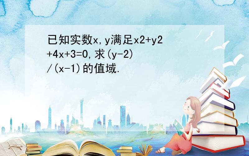 已知实数x,y满足x2+y2+4x+3=0,求(y-2)/(x-1)的值域.