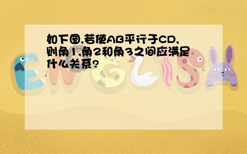 如下图,若使AB平行于CD,则角1,角2和角3之间应满足什么关系?