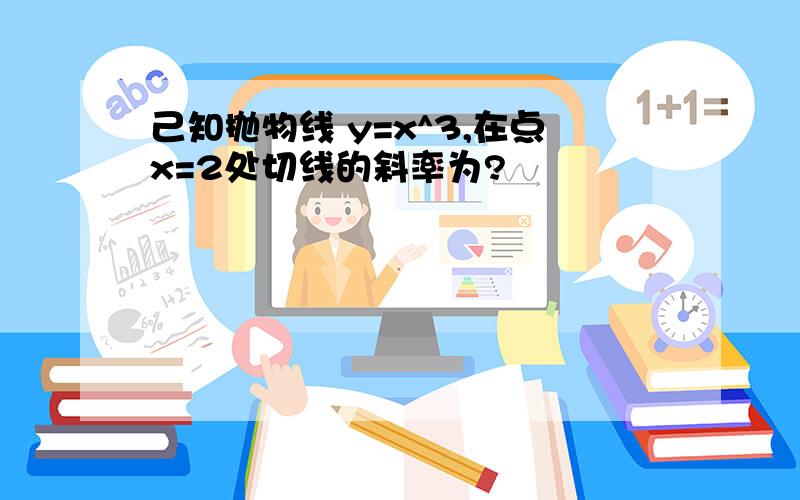 己知抛物线 y=x^3,在点x=2处切线的斜率为?