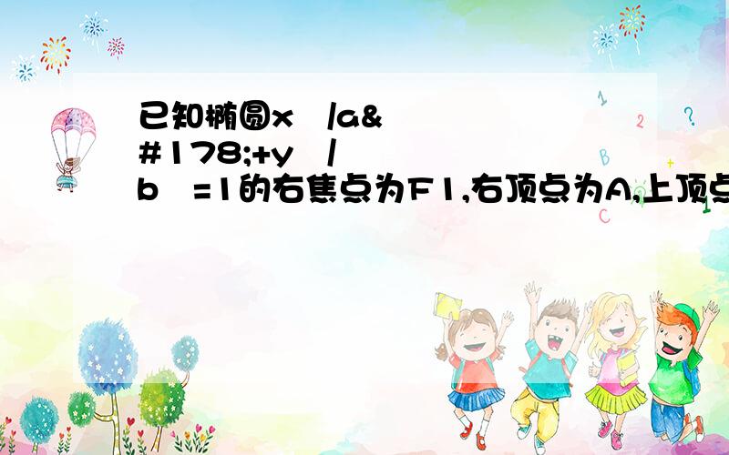 已知椭圆x²/a²+y²/b²=1的右焦点为F1,右顶点为A,上顶点为B,且角F1BA=90°,求椭圆的离心率!