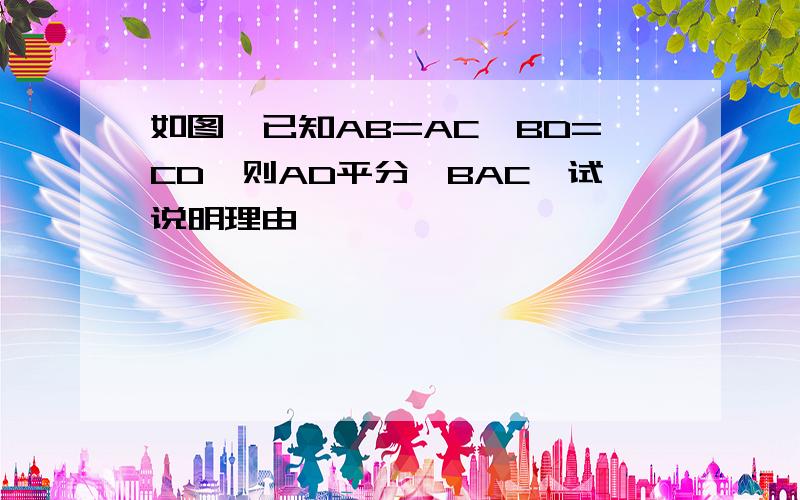 如图,已知AB=AC,BD=CD,则AD平分∠BAC,试说明理由