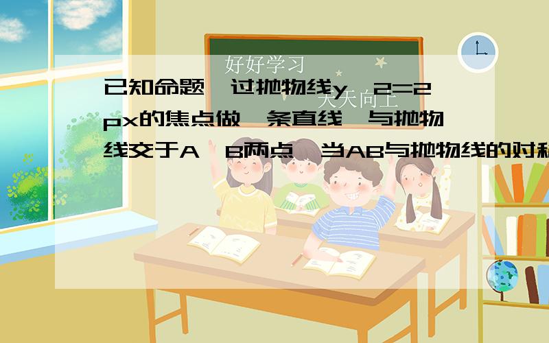 已知命题,过抛物线y^2=2px的焦点做一条直线,与抛物线交于A,B两点,当AB与抛物线的对称轴垂直时,AB的长度最短.（1）求AB的长度最短是多少?