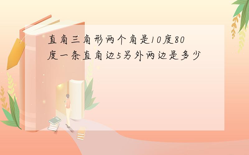 直角三角形两个角是10度80度一条直角边5另外两边是多少