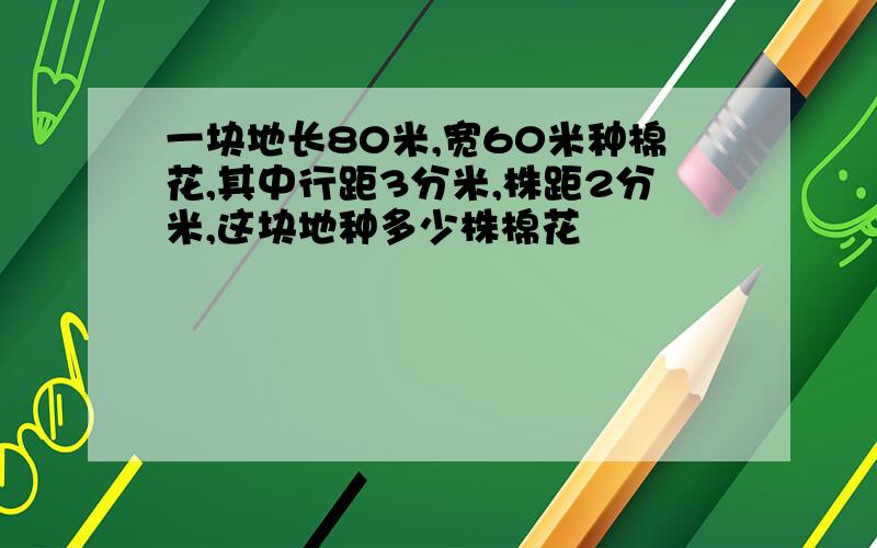 一块地长80米,宽60米种棉花,其中行距3分米,株距2分米,这块地种多少株棉花