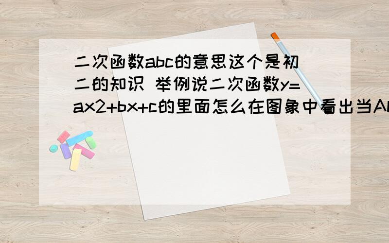 二次函数abc的意思这个是初二的知识 举例说二次函数y=ax2+bx+c的里面怎么在图象中看出当Abc大于小于零