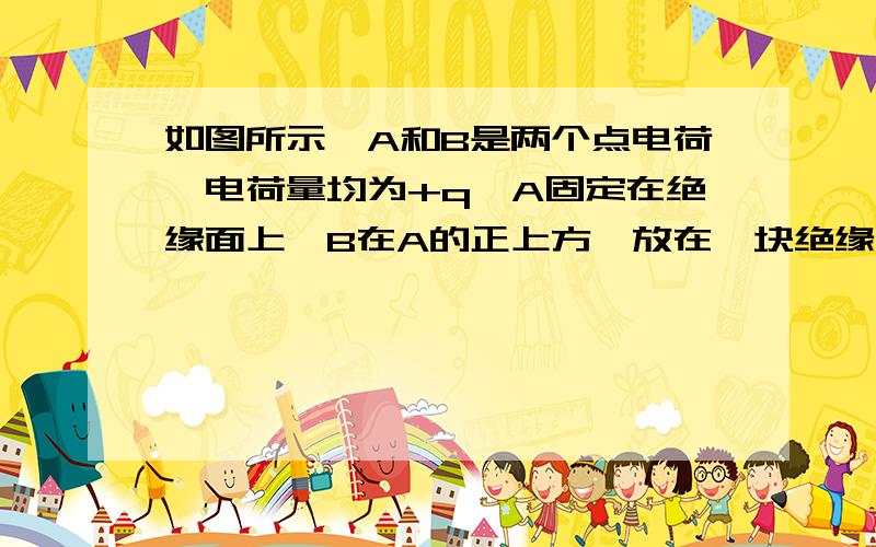 如图所示,A和B是两个点电荷,电荷量均为+q,A固定在绝缘面上,B在A的正上方,放在一块绝缘板上,B的质量为m、