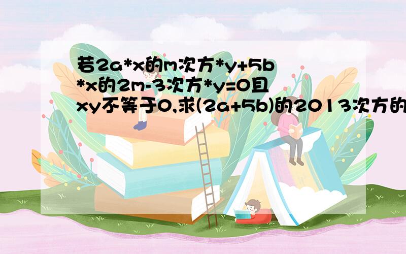 若2a*x的m次方*y+5b*x的2m-3次方*y=0且xy不等于0,求(2a+5b)的2013次方的值.要不然老师就会.