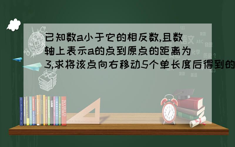 已知数a小于它的相反数,且数轴上表示a的点到原点的距离为3,求将该点向右移动5个单长度后得到的数的相反数.