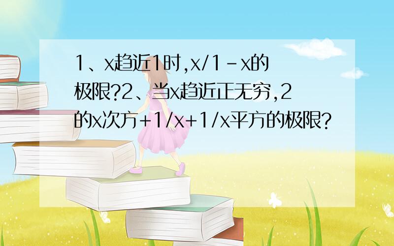 1、x趋近1时,x/1-x的极限?2、当x趋近正无穷,2的x次方+1/x+1/x平方的极限?