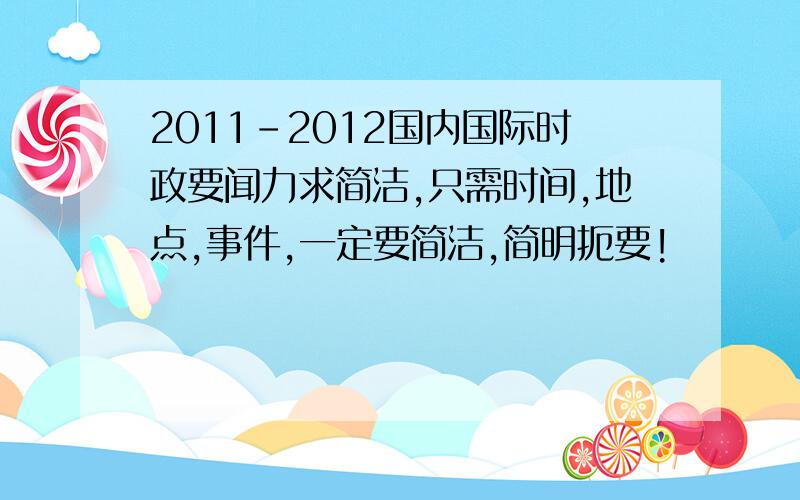 2011-2012国内国际时政要闻力求简洁,只需时间,地点,事件,一定要简洁,简明扼要!