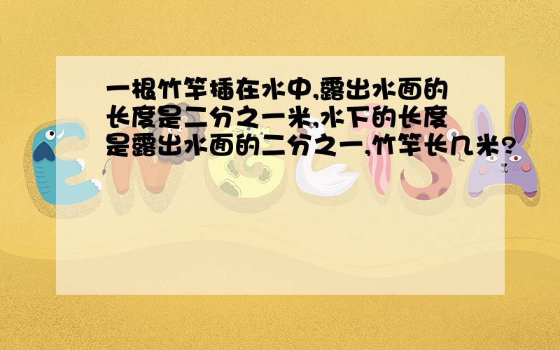 一根竹竿插在水中,露出水面的长度是二分之一米,水下的长度是露出水面的二分之一,竹竿长几米?