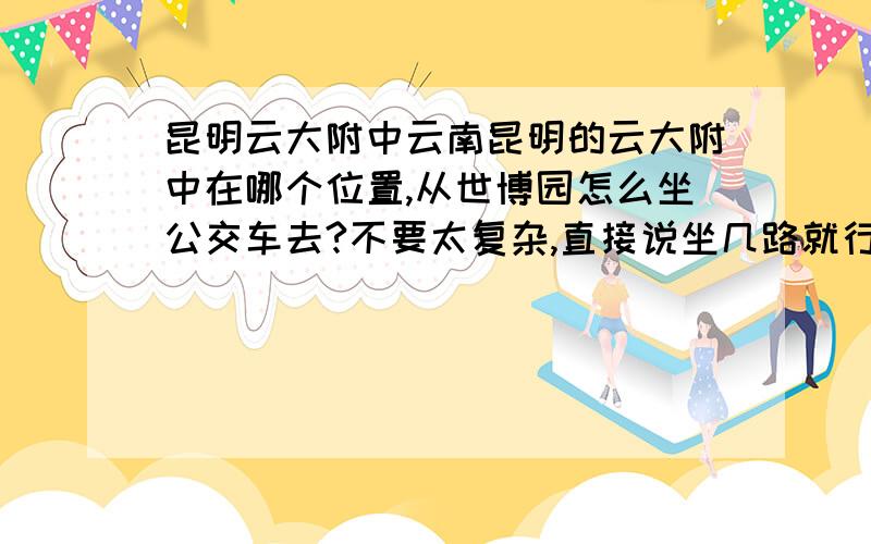 昆明云大附中云南昆明的云大附中在哪个位置,从世博园怎么坐公交车去?不要太复杂,直接说坐几路就行.