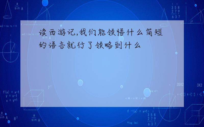 读西游记,我们能领悟什么简短的语言就行了领略到什么