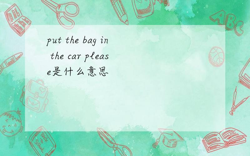 put the bag in the car please是什么意思