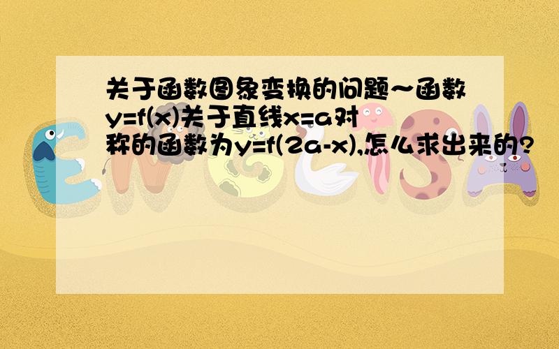 关于函数图象变换的问题～函数y=f(x)关于直线x=a对称的函数为y=f(2a-x),怎么求出来的?