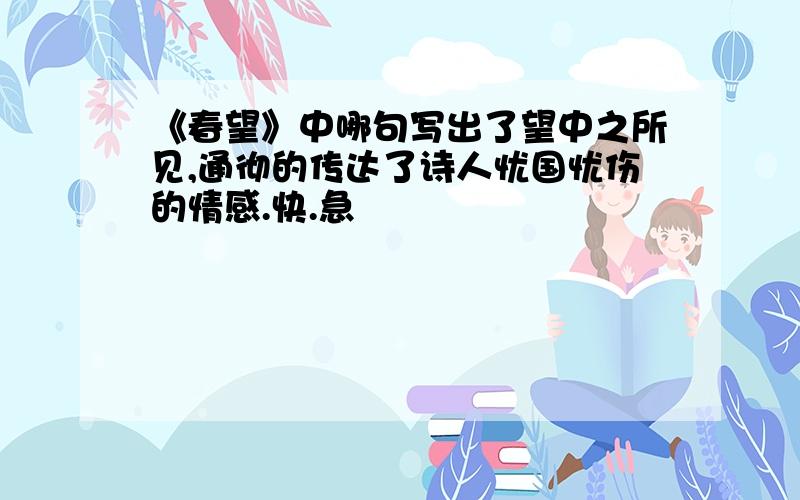 《春望》中哪句写出了望中之所见,通彻的传达了诗人忧国忧伤的情感.快.急