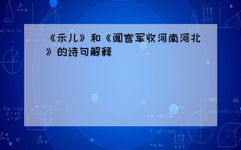 《示儿》和《闻官军收河南河北》的诗句解释