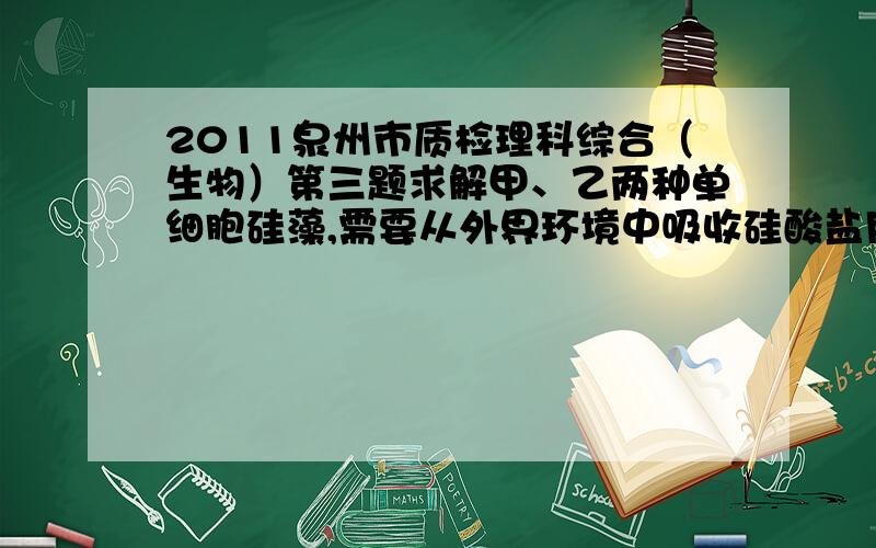 2011泉州市质检理科综合（生物）第三题求解甲、乙两种单细胞硅藻,需要从外界环境中吸收硅酸盐用于合成细胞外壳,现将两种硅藻单独培养在加入硅酸盐的培养液中（培养条件相同且适宜）,