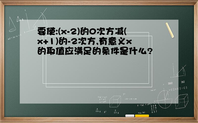 要使:(x-2)的0次方减(x+1)的-2次方,有意义x的取值应满足的条件是什么?