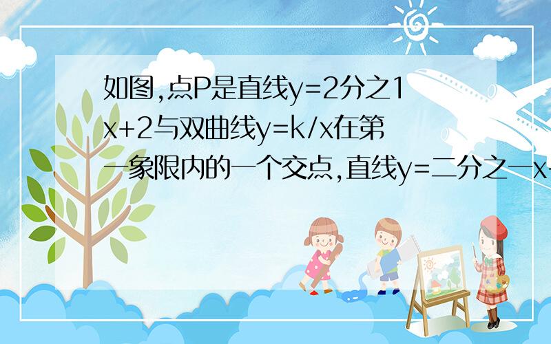 如图,点P是直线y=2分之1x+2与双曲线y=k/x在第一象限内的一个交点,直线y=二分之一x+2与x轴、y轴的交点分别为A、C,过P作PB垂直雨X轴,若AB+PB=9.（1）求k的值.（2）求△PBC的面积.