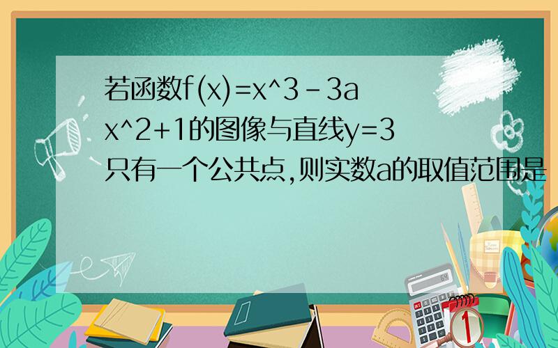 若函数f(x)=x^3-3ax^2+1的图像与直线y=3只有一个公共点,则实数a的取值范围是