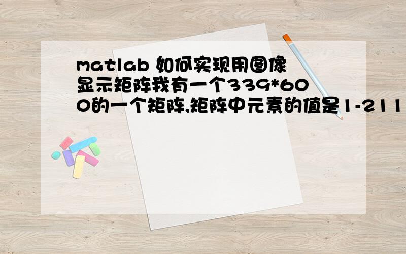 matlab 如何实现用图像显示矩阵我有一个339*600的一个矩阵,矩阵中元素的值是1-2112之间的整数.为了更直观的显示矩阵内数据的变化,我想用彩色图像显示出矩阵内的数据变化.