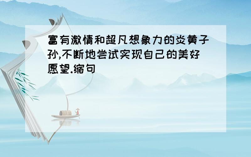 富有激情和超凡想象力的炎黄子孙,不断地尝试实现自己的美好愿望.缩句