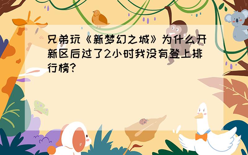 兄弟玩《新梦幻之城》为什么开新区后过了2小时我没有登上排行榜?