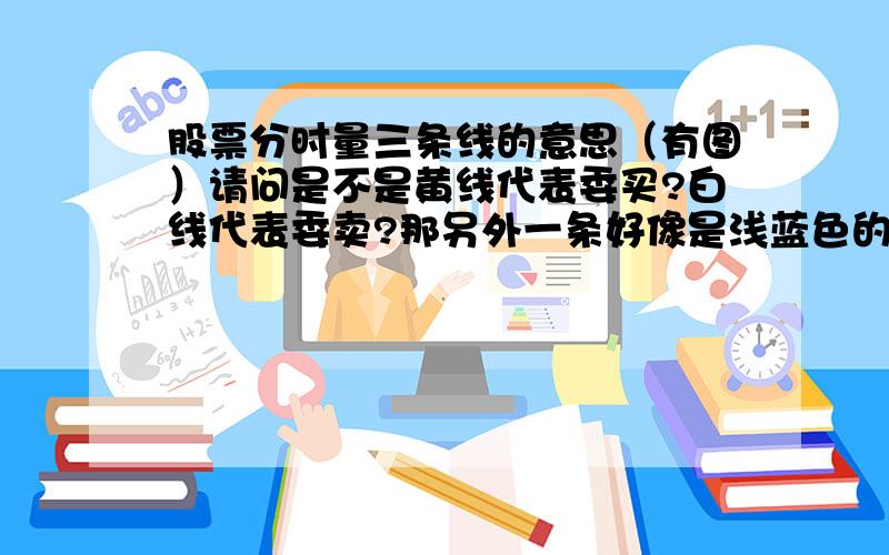 股票分时量三条线的意思（有图）请问是不是黄线代表委买?白线代表委卖?那另外一条好像是浅蓝色的线意思是什么呢?请详细告诉我~