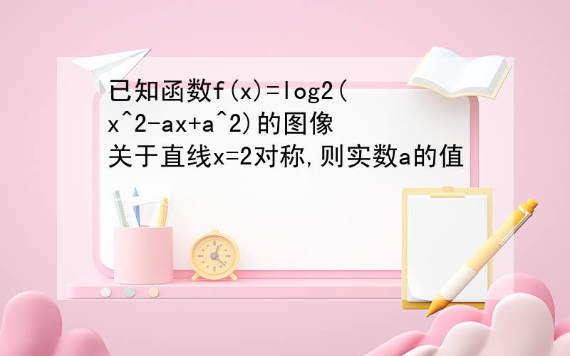 已知函数f(x)=log2(x^2-ax+a^2)的图像关于直线x=2对称,则实数a的值