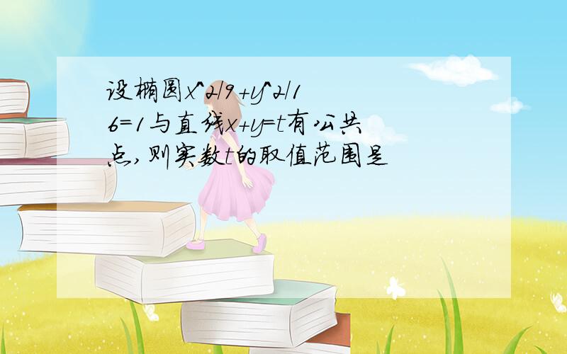 设椭圆x^2/9+y^2/16=1与直线x+y=t有公共点,则实数t的取值范围是