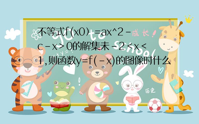 不等式f(x0）=ax^2-c-x＞0的解集未-2＜x＜1,则函数y=f(-x)的图像时什么