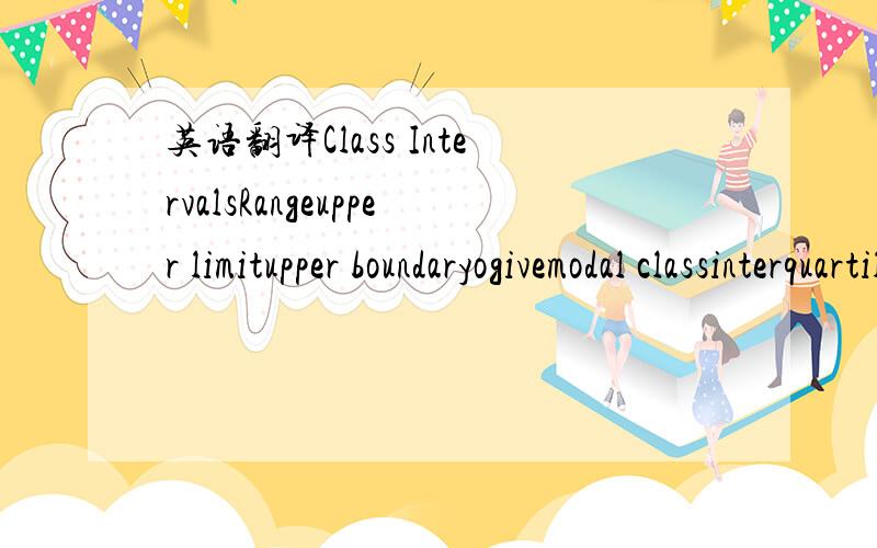 英语翻译Class IntervalsRangeupper limitupper boundaryogivemodal classinterquartile rangeInductionDeductionantecedentconsequentargumentimplicationpremisenegatecontraryreasoningdenote