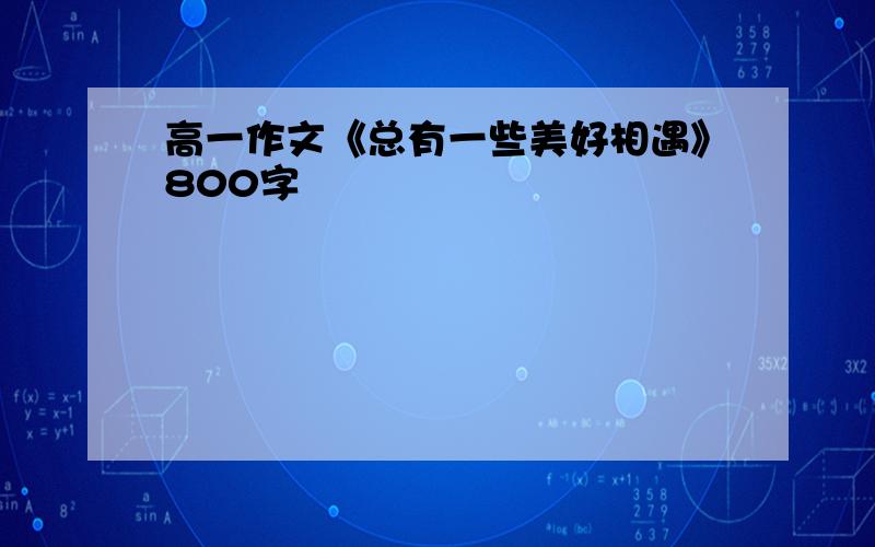 高一作文《总有一些美好相遇》800字