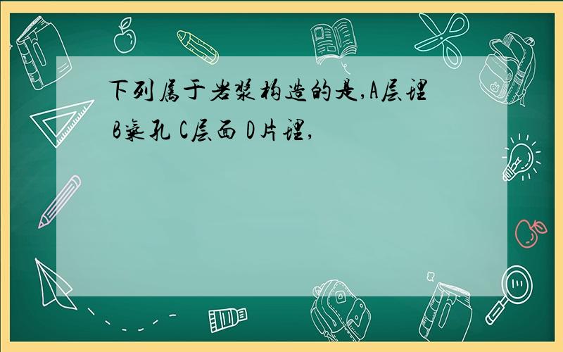 下列属于岩浆构造的是,A层理 B气孔 C层面 D片理,