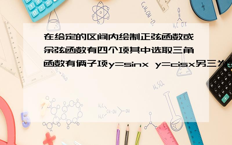 在给定的区间内绘制正弦函数或余弦函数有四个项其中选取三角函数有俩子项y=sinx y=cisx另三为输入绘图区间 开始绘制 退出