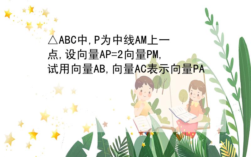 △ABC中,P为中线AM上一点,设向量AP=2向量PM,试用向量AB,向量AC表示向量PA