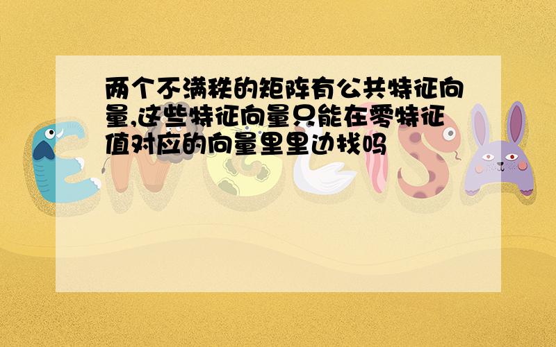 两个不满秩的矩阵有公共特征向量,这些特征向量只能在零特征值对应的向量里里边找吗